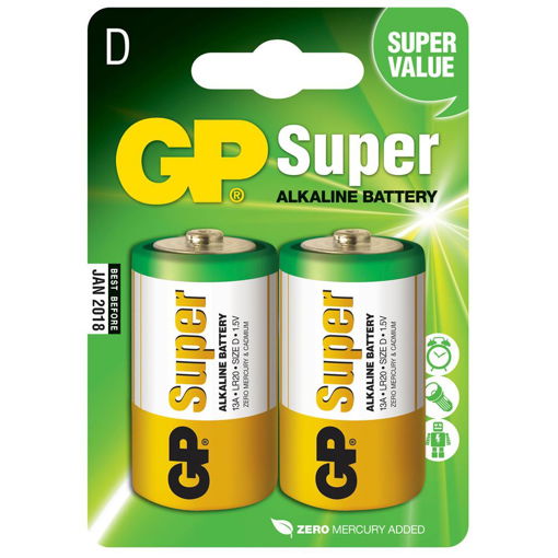 Bild von Baterie GP Super Alkaline D 1.5V, bBlistr 2ks