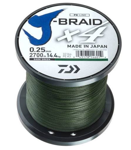 Image sur Daiwa J-Braid X4 Tmavě zelená, 0.17mm 8.4kg 1m