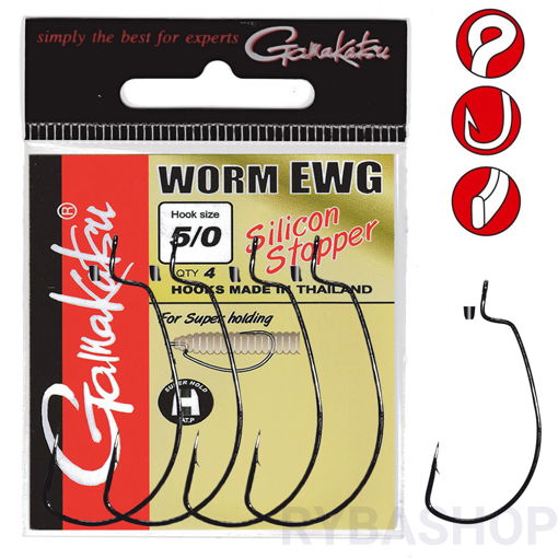 Gamakatsu Worm Offset EWG Hook #3/0 with Silicon Stopper