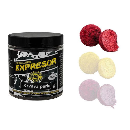 Boilies Expresor v dvojobalu 150g 16mm Krvavá perla