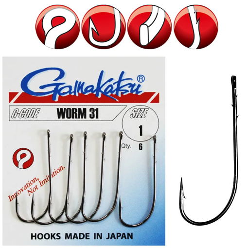 Bild von Gamakatsu Worm 31 Hook #1/0 6ks