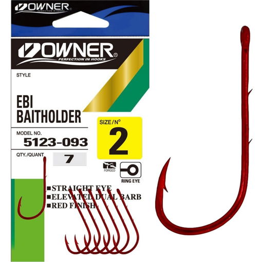 Bild von Owner 5123 Ebi Baitholder Hook Red #2/0 5Stk.